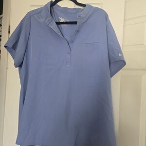 Barco Uniforms Sky Blue Women's Short-Sleeve Tunic with Mandarin Collar